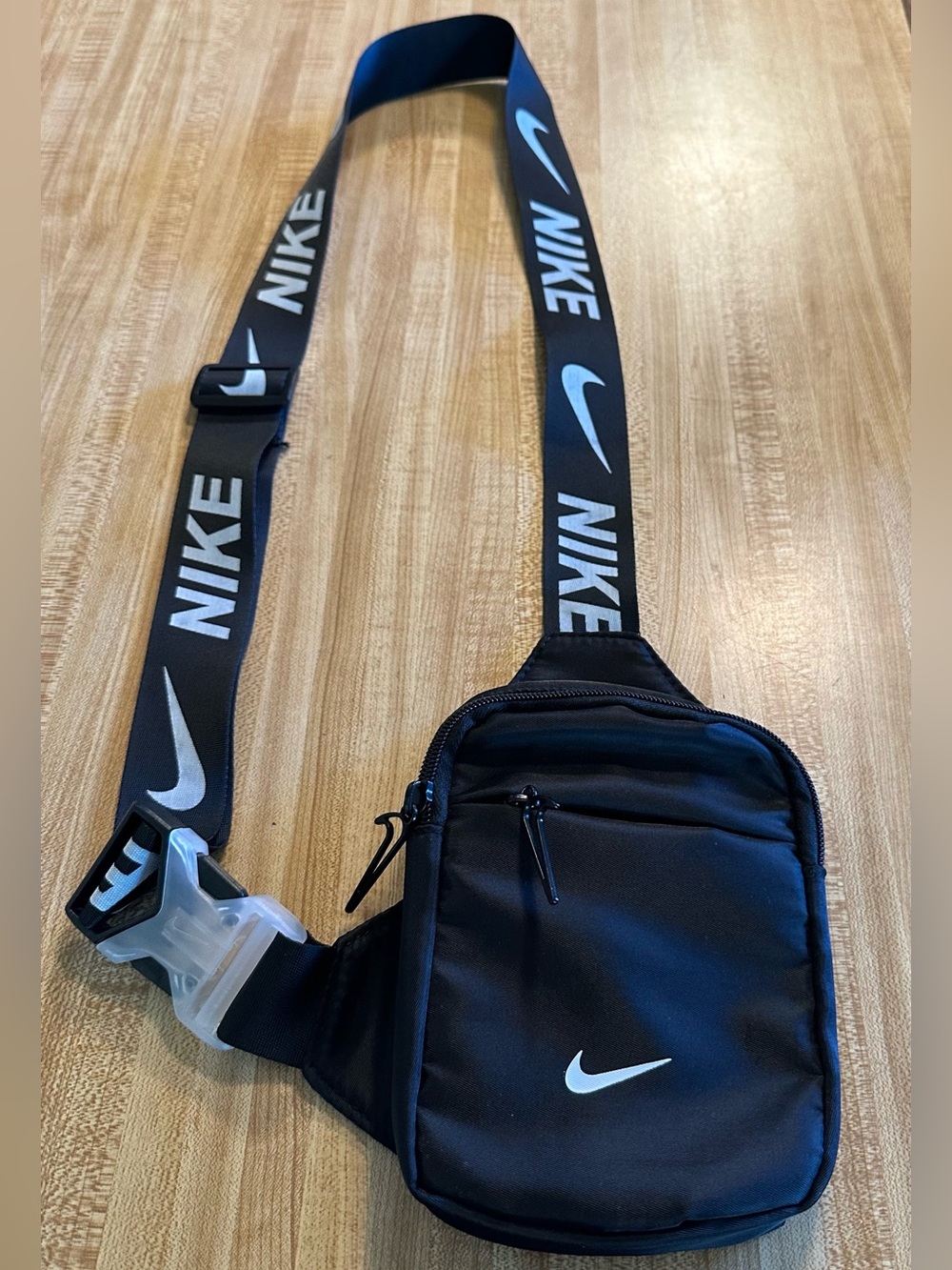 Nike Black Logo Strap Crossbody Sling Bag
